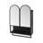 23.62" Modern Double-Arched Mirror Cabinet,2 Doors Medicine Cabinet, Metal Wall Cabinet With Open Shelf And Towel Rack, Mirror Cabinet With Storage For Bathroom, Living Room And Bedroom, Black-1063842363