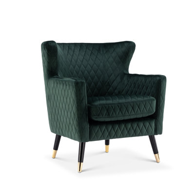 Ghita Quilted Accent Velvet Wingback Chair