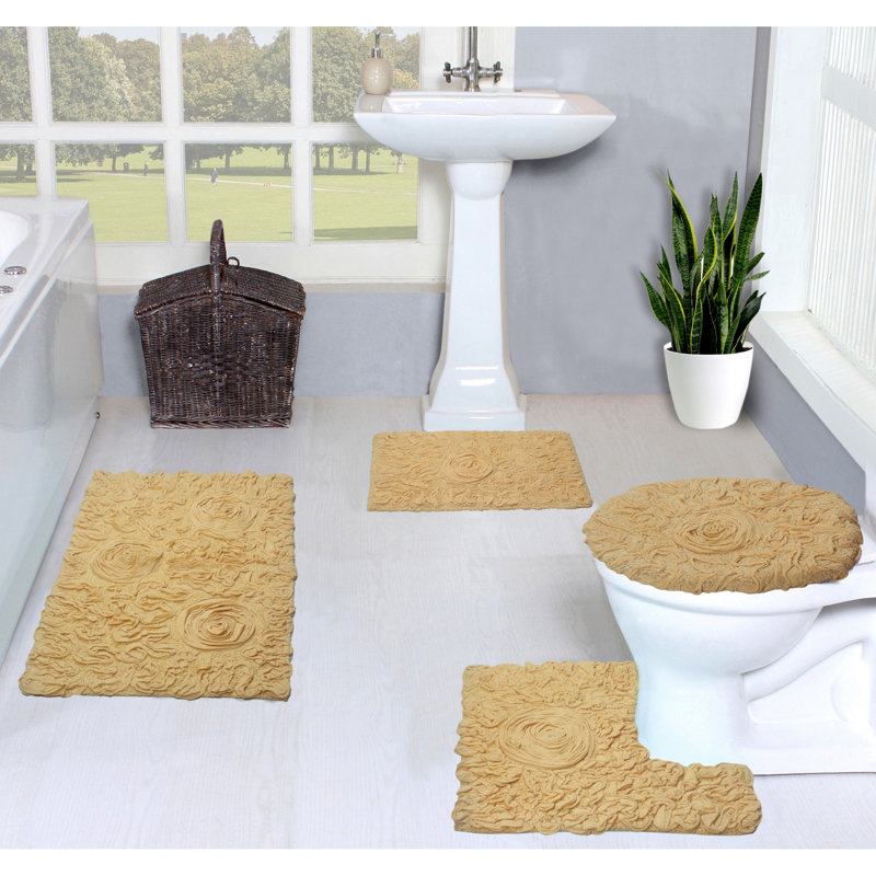 Alamanno 4 Piece Bath Rug Set, Yellow