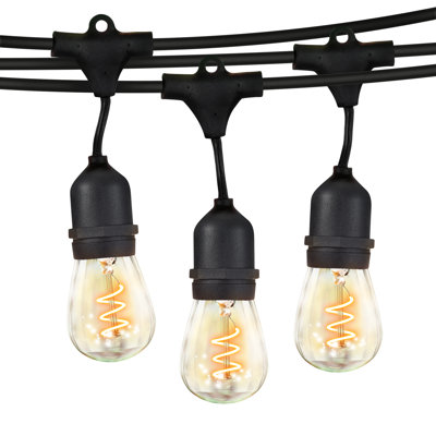 15-Light 48 ft. Outdoor Plug-in 2W 3000k LED Hanging Edison Spiral Filament String Lights