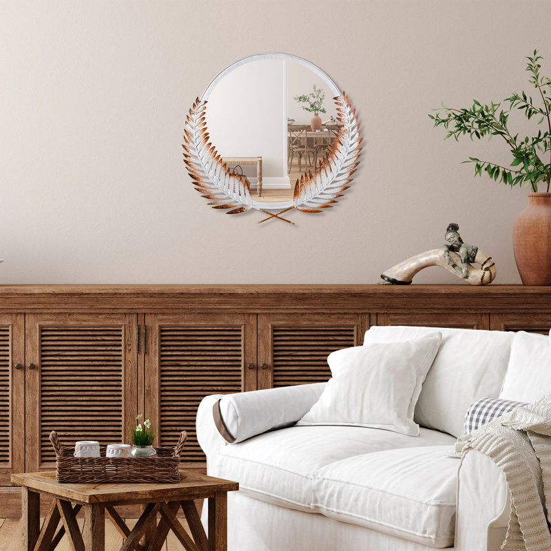 Decorative Mirror, Brown/White, 22.4" x 23.2"