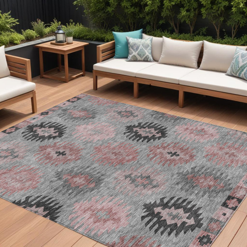 Tapis intérieur lavable 10 pi x 14 pi gris mauve du Sud-Ouest