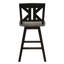 2 chaises pivotantes à hauteur de comptoir, noir et gris, en bois d'hévéa massif avec grève pour 2 chaises pivotantes à 360 degrés, gris-1024201712