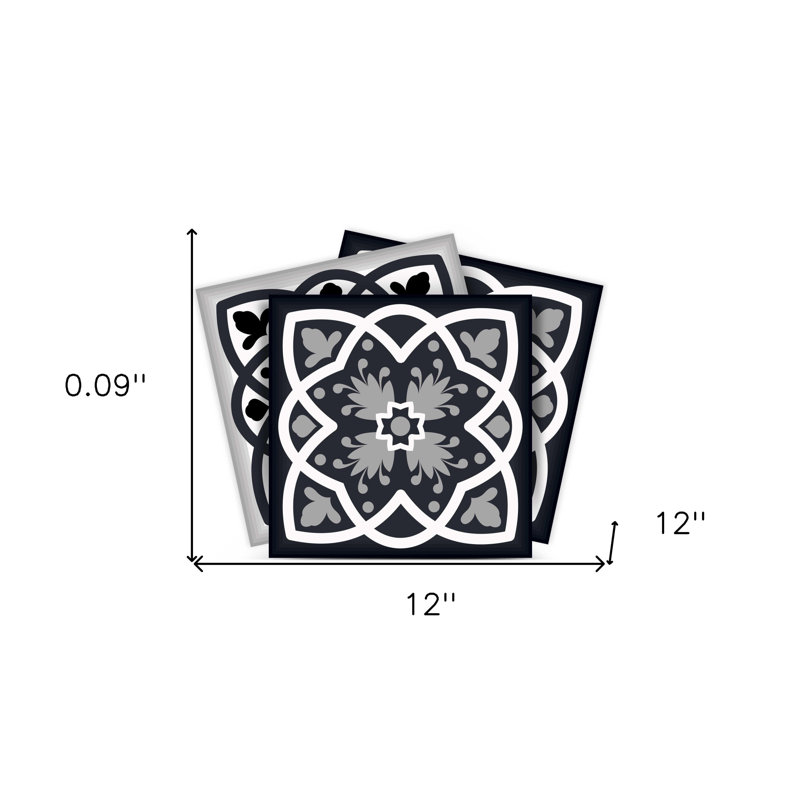 Carreaux amovibles 12 po x 12 po noirs, blancs et gris Baz