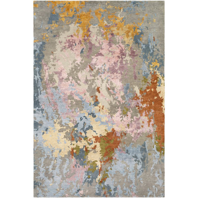Tapis abstrait chameau / blé noué à la main Phoebe-Grace