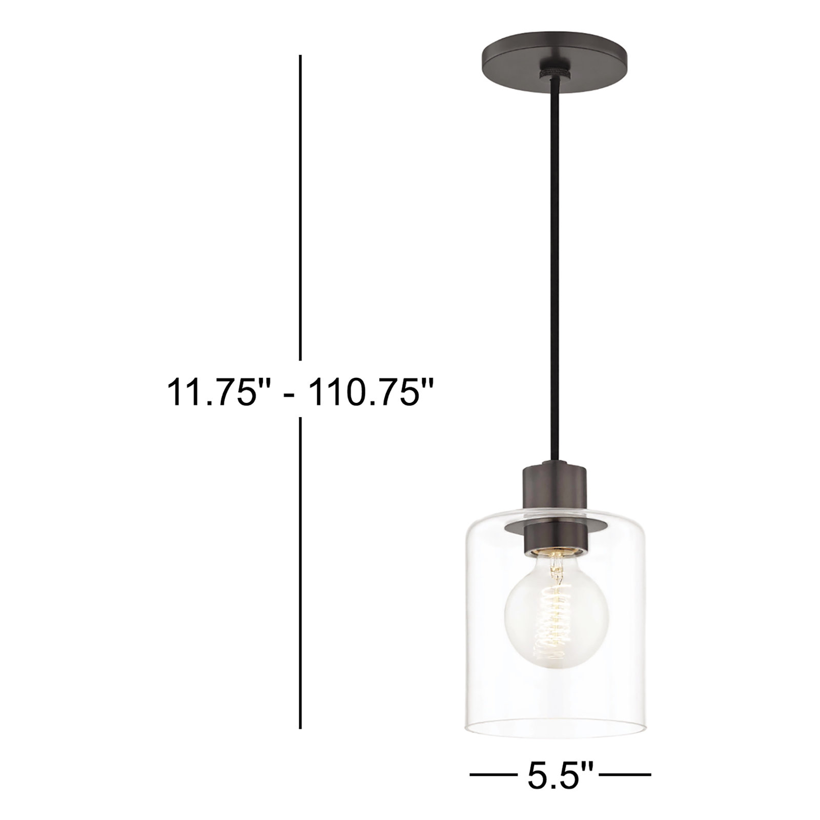 Alvy Single Light Glass Dimmable Pendant, Old Bronze