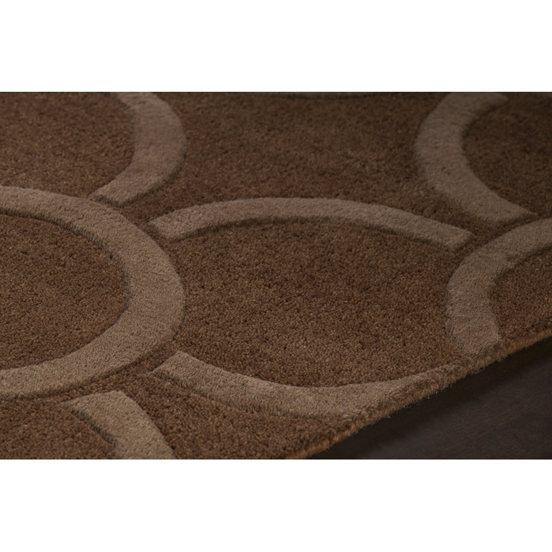 Tapis brun touffeté à la main Shane, Rond 7 pi 9 po