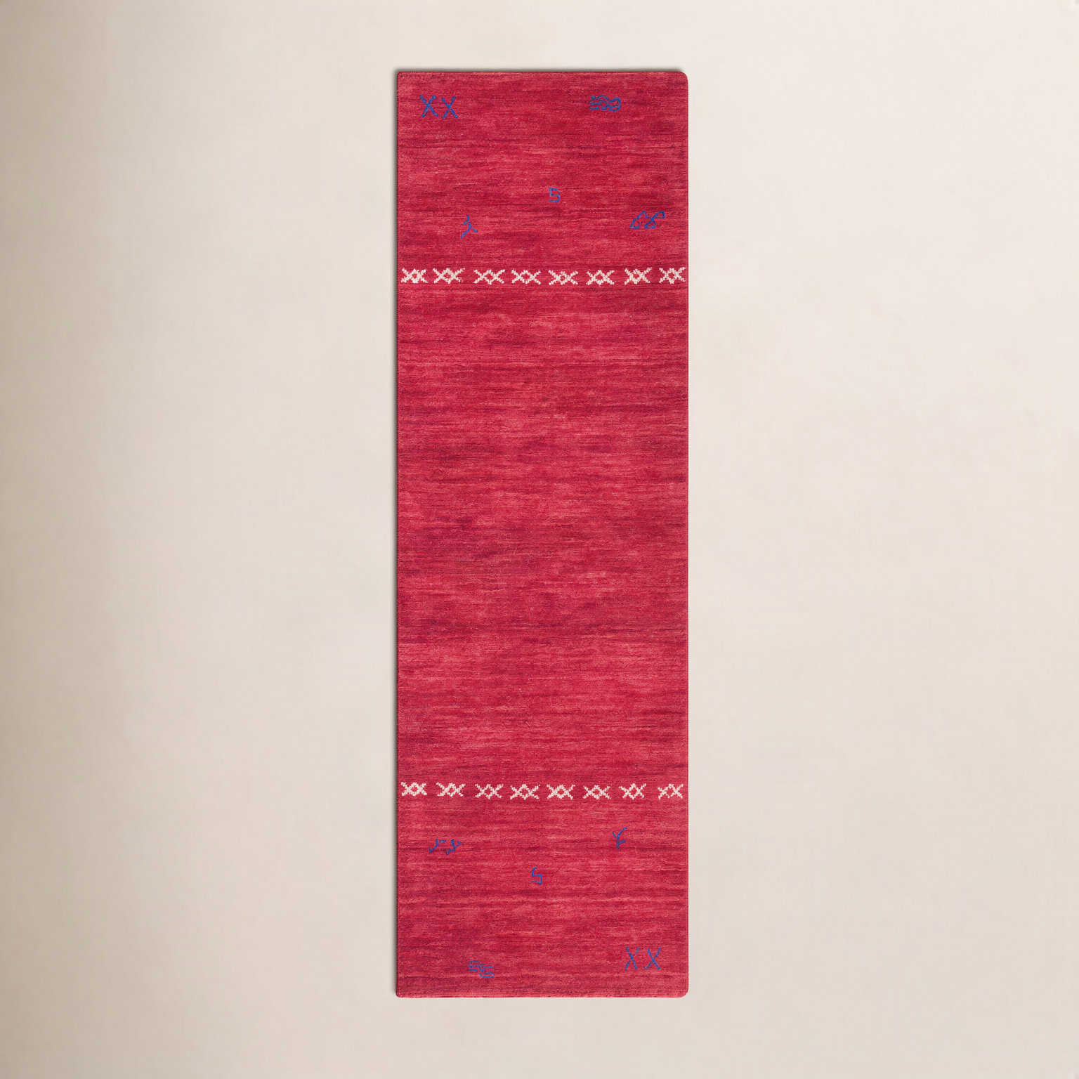 Santiago Red Handmade Wool Geometric Rug, Runner 2'3" x 8'