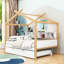 Lit double en bois avec lit gigogne simple et tablettes Abelardo