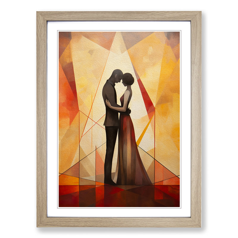 XYZ-FRM-V1223-4386 Lovers Geometric No.2 1 Piece Single Picture Frame Wall Art, 46cm H x 34cm W x 2cm D, Oak