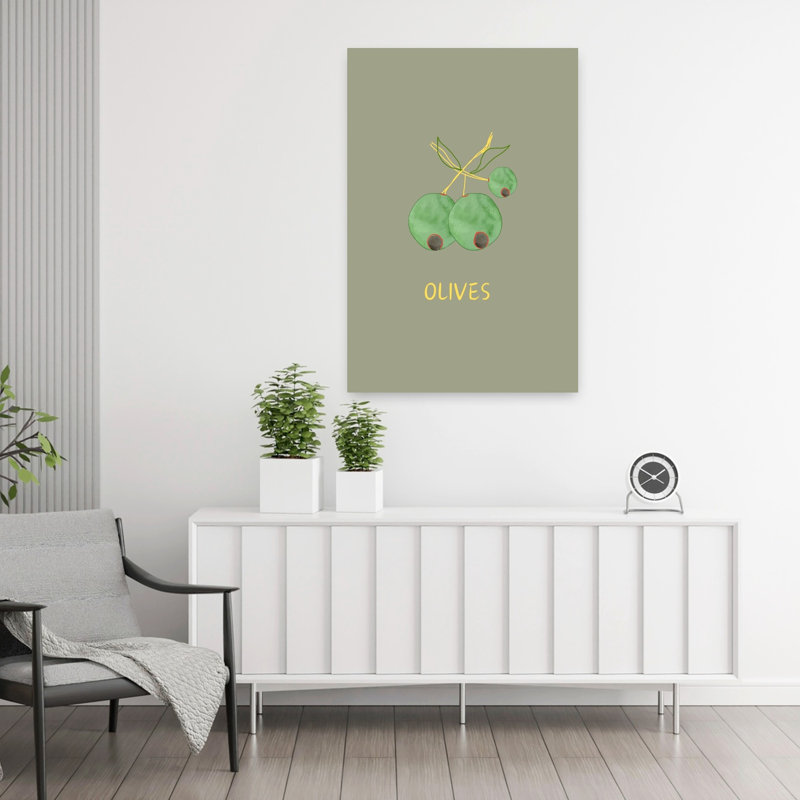 Art mural méditerranéen, olives vertes méditerranéennes, H 36 po x l 24 po