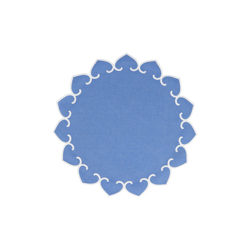 Tessuti Sage Round Placemats With White Stitching, Blue