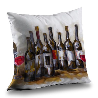 Red Wine Bottles - Holidays Contemporary Poly Twill Throw