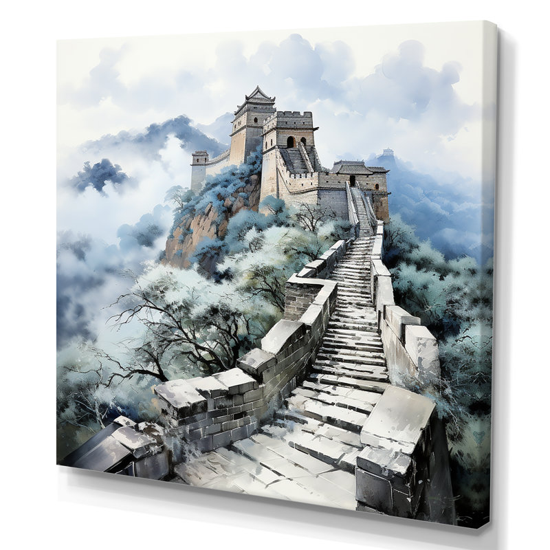 Grande muraille de Chine paysage IV - Art mural Chine, H 16 po x l 16 po x P 1 po, Toile tendue