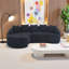 Canapé modulaire en L profond avec canapé-lit incurvé, tissu chenille modulaire-656007092