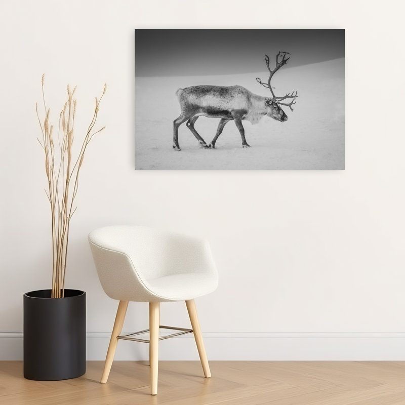 «Majestic Winter Reindeer Abstract Contemporary Landscape Nature», reproduction d'art murale, 24" H x 36" W