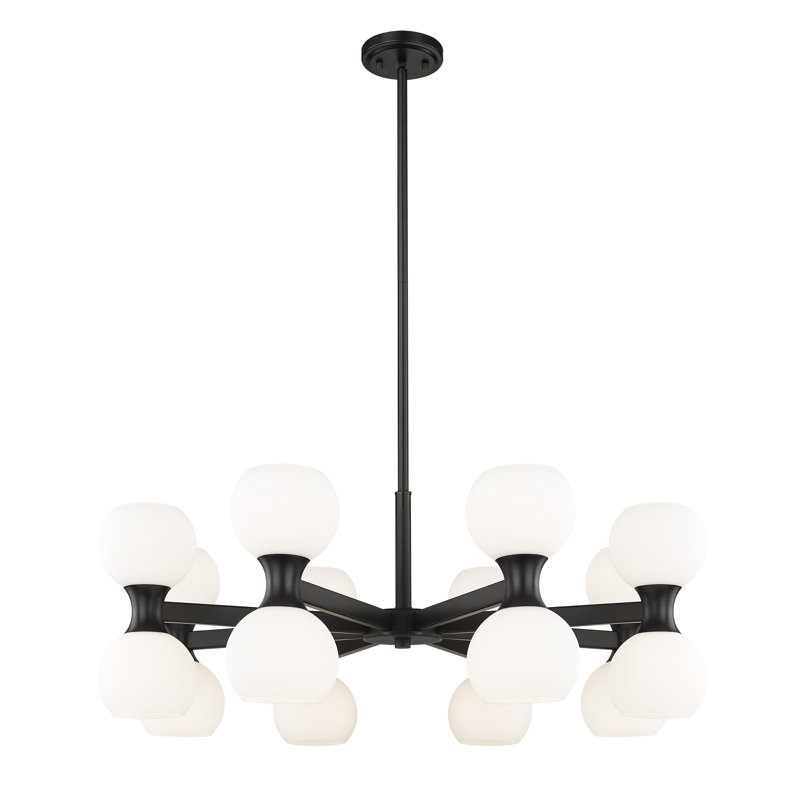 Crishawn 16 - Light Dimmable Geometric Chandelier, Matte Black