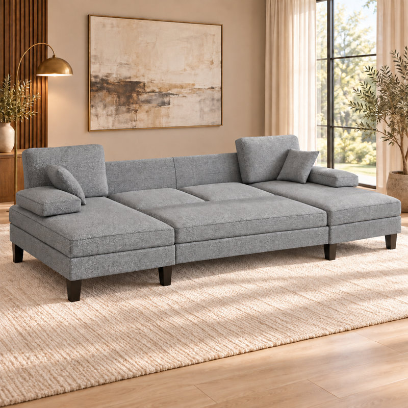 Canapé-lit modulaire convertible en U en chenille, Grey