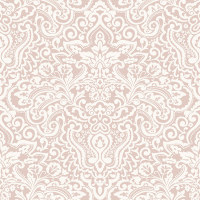 Paisley Damask Design Embossed Satin 10m x 53cm Wallpaper Roll