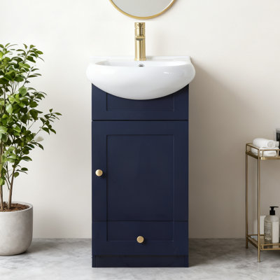 Mini meuble-lavabo simple 18 po avec comptoir en céramique pour petit espace