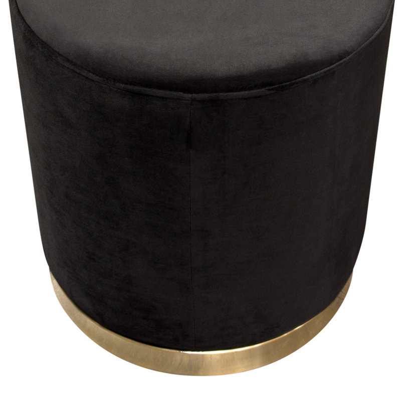Repose-pieds rond standard en velours Pantilimon, 100 % polyester noir