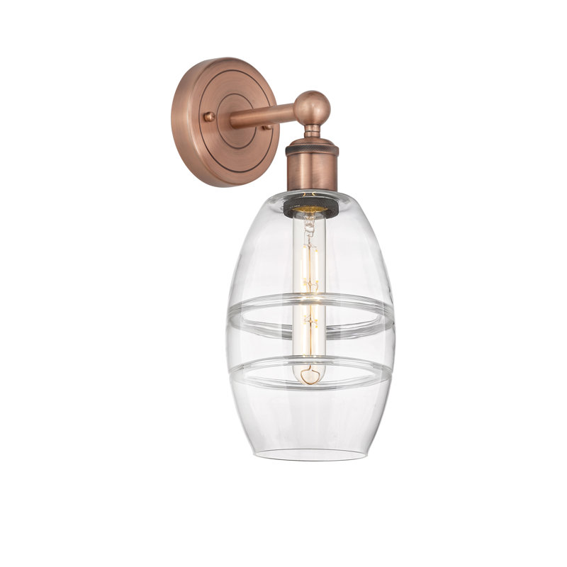 Applique murale en acier Bettylou, H 10,38 po x l 5,88 po x P 7,44 po, Transparent, Cuivre antique