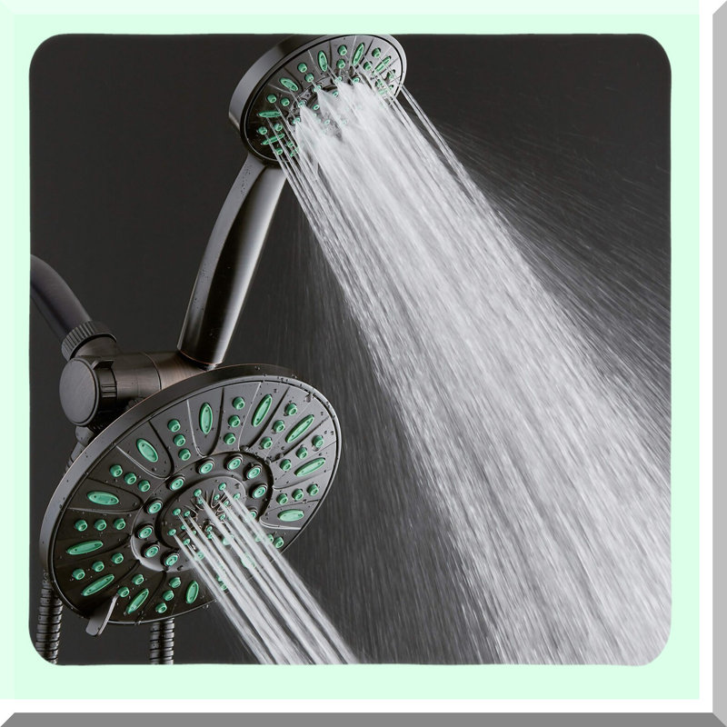 AquaGuard 30-Setting High-Pressure Rainfall Shower Combo with Microban Nozzle Protection and Anti-Clog Technology in Rubbed Bronze Finish