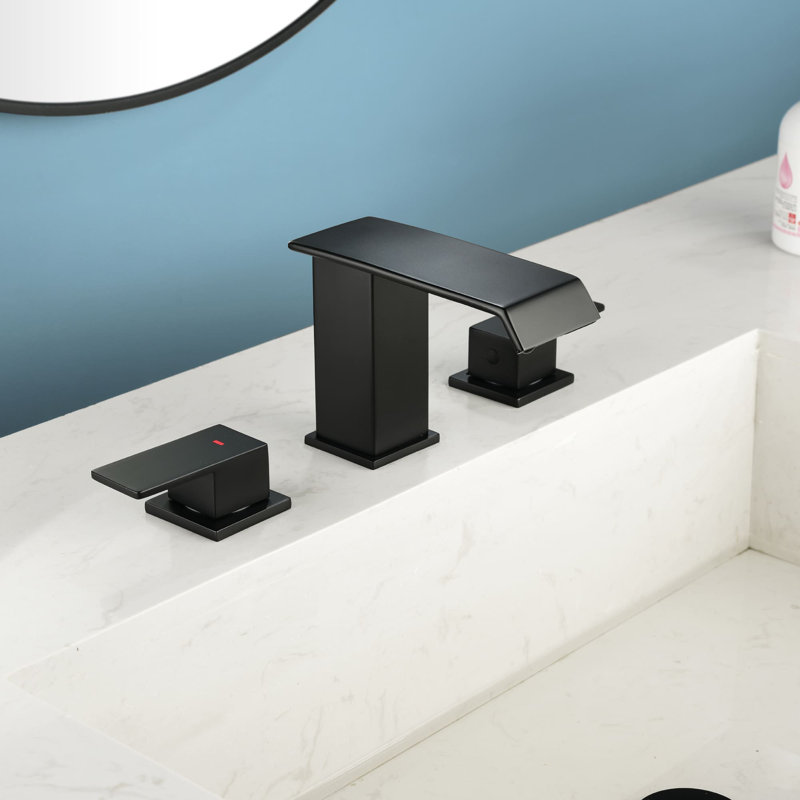 Widespread 2-handle Bathroom Faucet with Drain Assembly, Matte Black