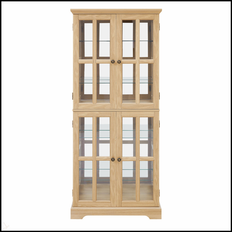 Vitrine antique avec portes en verre et tablettes réglables, parfaite pour mettre en valeur des objets de collection à quatre portes