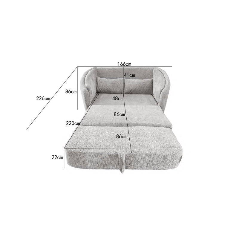 2 Seater Fabric Loveseat, Grey