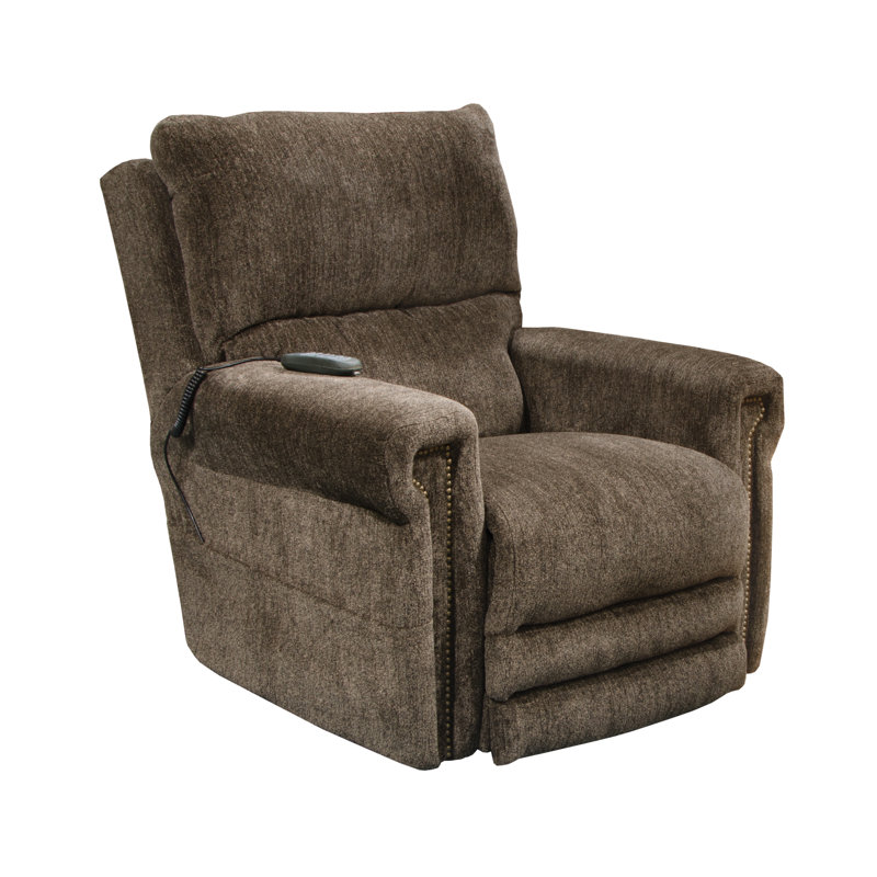 Fauteuil inclinable électrique standard en chenille de 38 po Warner, Appui-tête réglable, Gris chenille