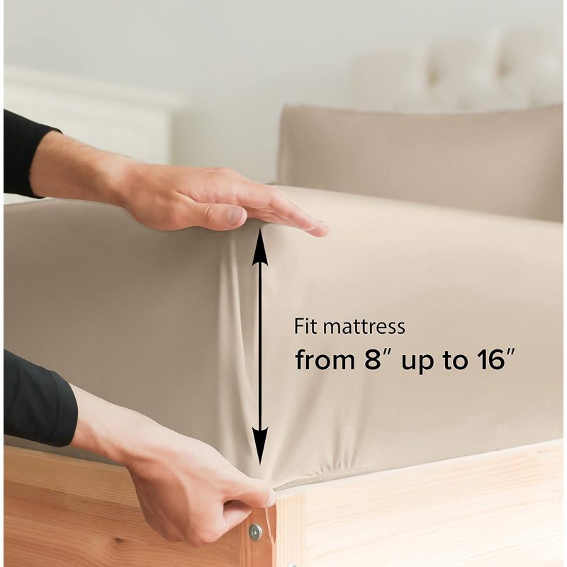 Drap-housse seulement, drap de lit doux rafraîchissant, literie de luxe respirante pour hôtel, matelas à poches profondes de 8 à 16 pouces