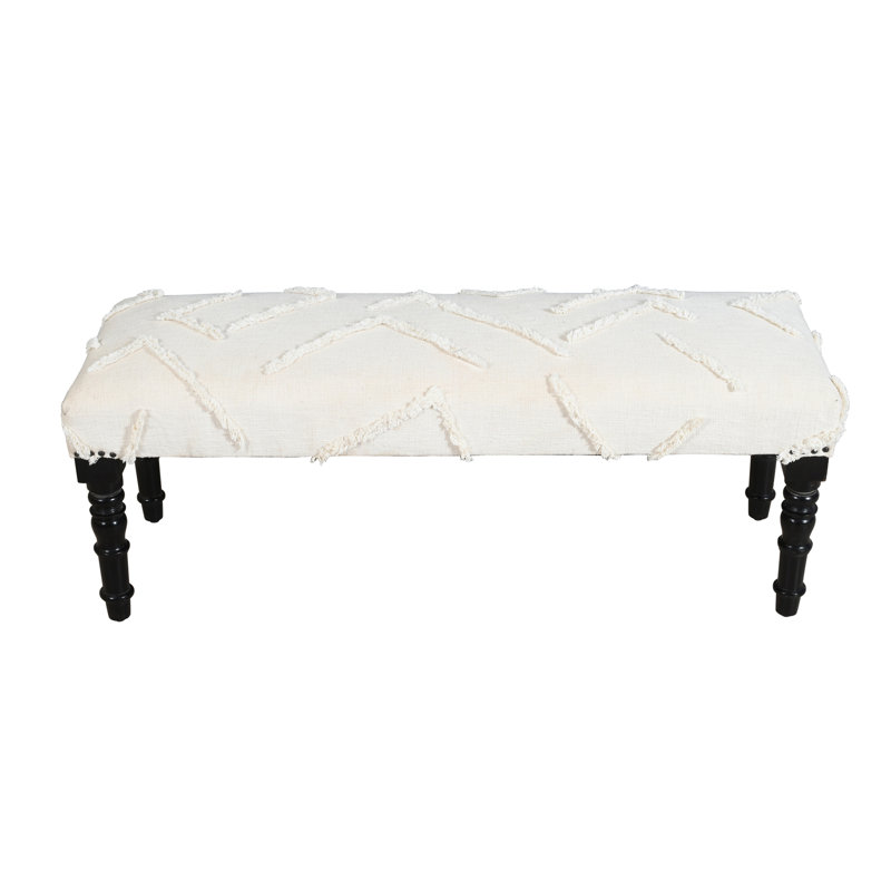 Sanborn Contemporary Handmade Fringed Cotton Entryway Accent Bench