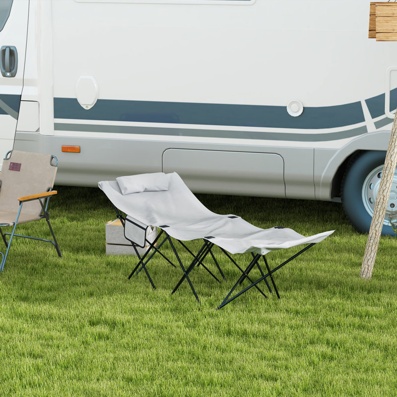 Grove Portable Camping Cot With Side Pocket And Padded Headrest, Sturdy Steel Frame