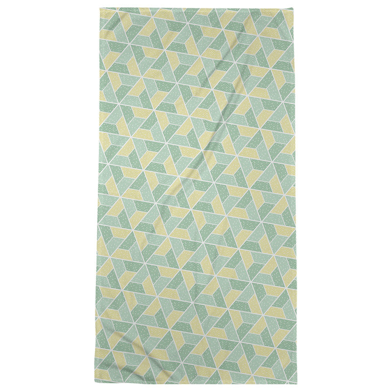 Serviette de bain trapézoïde, Vert/jaune