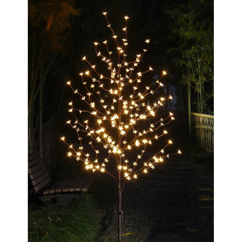 Arbre de cerisier artificiel illuminé 6,5 pi avec 208 lumières à DEL pour décoration intérieure et extérieure