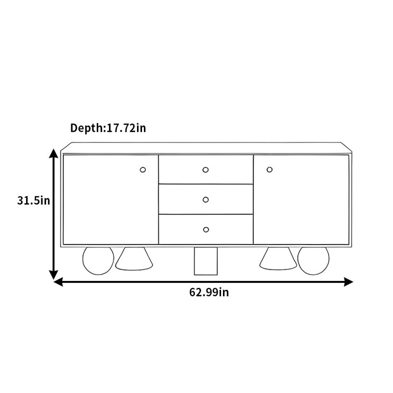 Buffet artistique et tendance, H 31,5 po x l 62,99 po x P 17,72 po