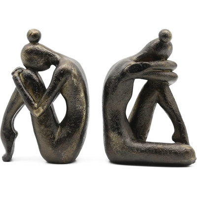 Unique Decorative Girl Thinker Bookends,1Pair/2Piece