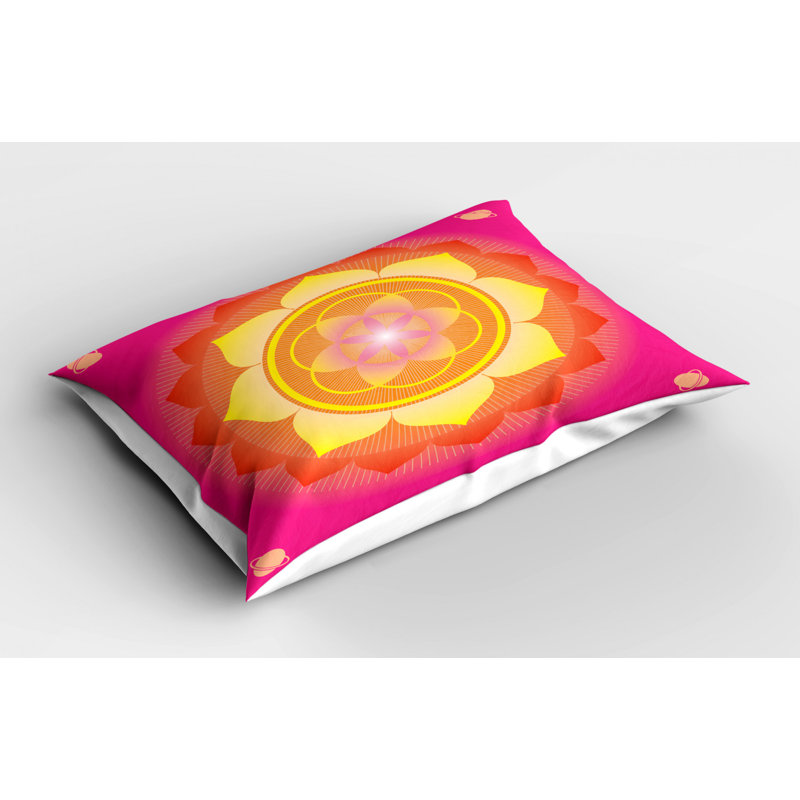 Vibrant Hot Pink and Yellow King Polyester Pillow Sham