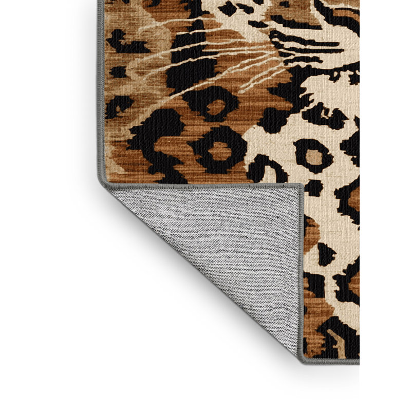  Tapis lavable en forme de léopard avec gros chats Léopard, Carré 7 pi