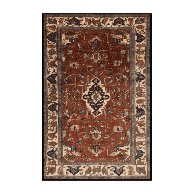 Machine Washable Persian Brown Area Rug, Rectangle 8' x 12'