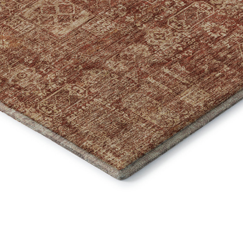 Tapis paprika Cerrito lavable à la machine de qualité supérieure, Rectangle 5 pi x 7 pi 6 po