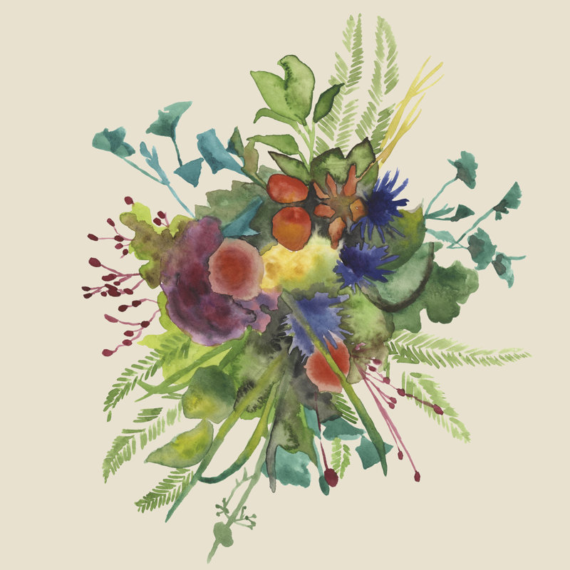 Jet d'aquarelle floral III, H 20 po x l 20 po x P 1,25 po