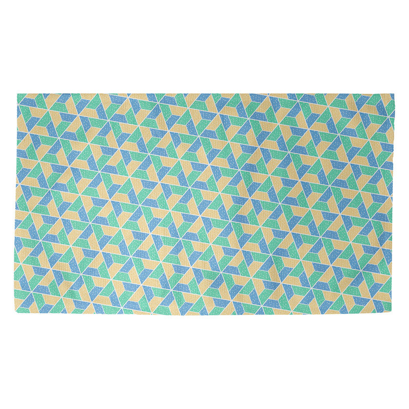Tapis bleu/vert/jaune trapézoïdals Avicia, Rectangle 2 pi 2 po x 3 pi 4 po