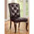 2 Traditional Chairs, Brown Cherry Solid Wood, Dark Back And Seat Padded Seat, Luxury Style