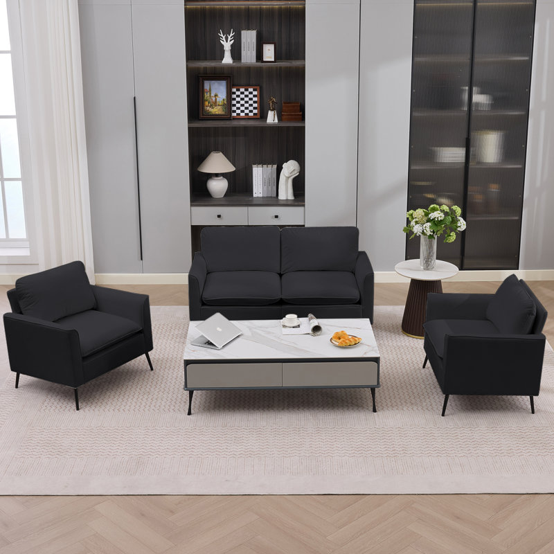 Causeuse en cuir TS Cat, Similicuir noir