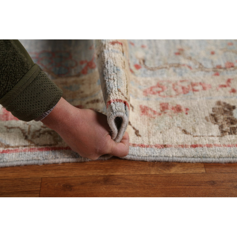Tapis turc Oushak à motif végétal noué à la main 5 x 7