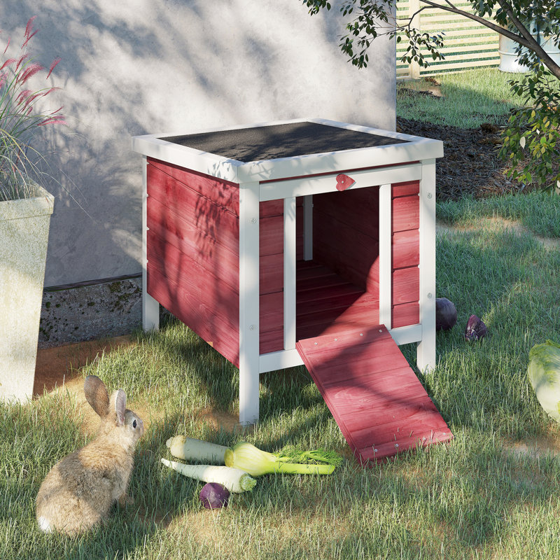Cage à chiot rouge en bois avec un design réfléchi - convient aux cochons d'Inde et autres