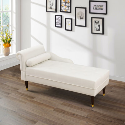 Chaise longue d'intérieur de 59 po avec accoudoir droit et coussin lombaire en sherpa de 59 po pour le salon / la chambre à coucher / le bureau