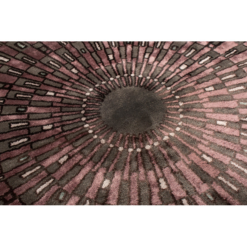 Rug & Kilim’S French Art Deco Circle Rug With Purple Geometric Pattern, Rectangle 12' x 15'